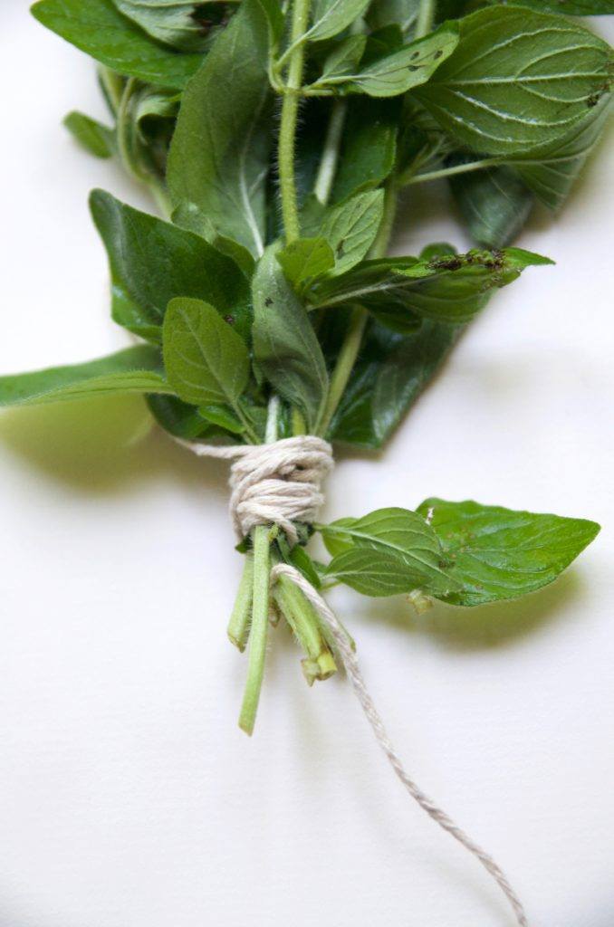 Tie string around your herb stems.