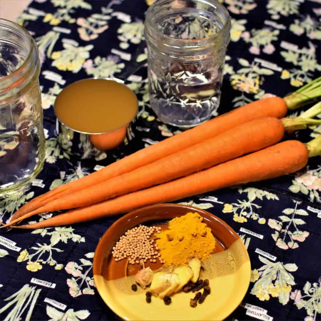 Ginger and turmeric carrot refrigerator pickle ingredients
