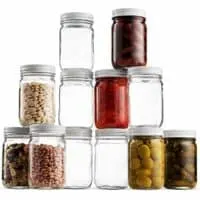 Glass Mason Jars (12 Pack) - 12 Ounce Regular Mouth Jam Jelly Jars, Metal Airtight Lid, USDA Approved Dishwasher Safe USA Made Pickling, Preserving, Decorating, Canning Jar, Craft and Dry Food Storage