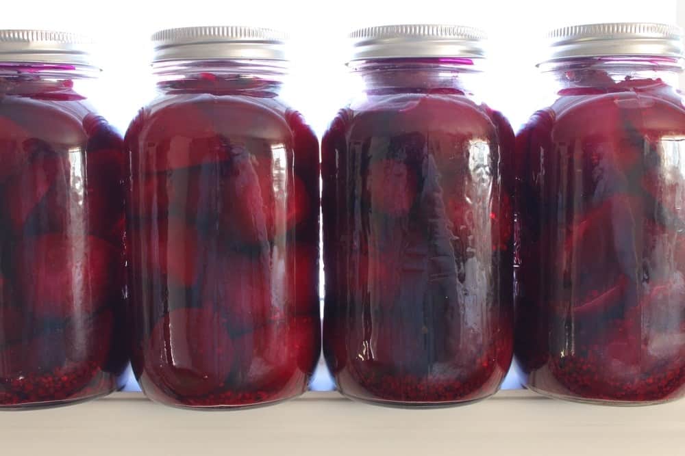 Pickled beets in a jar