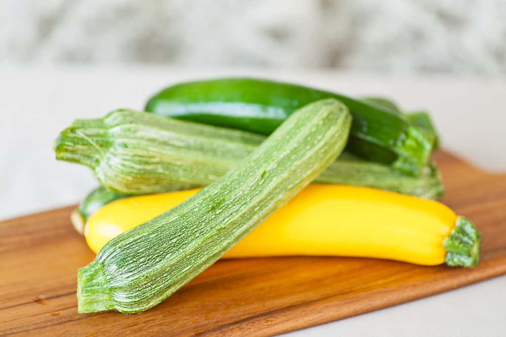 Costata Romanesco Zucchini, yellow and green zucchini