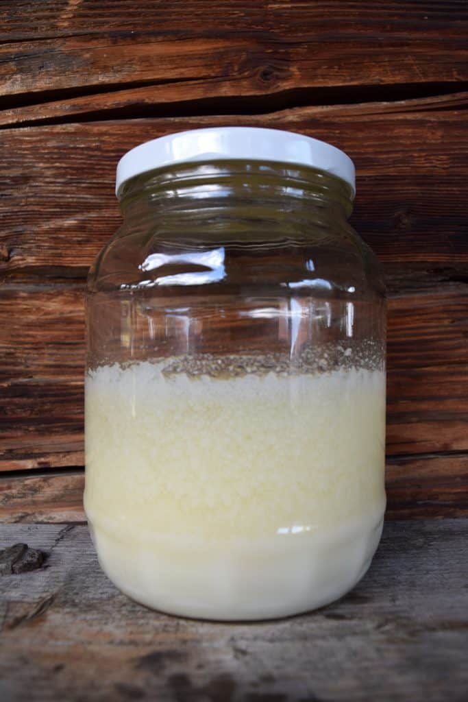 Homemade lard in a glass jar