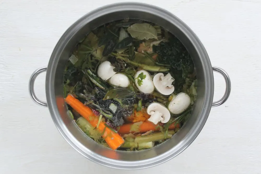 A vegetable stock made from scraps