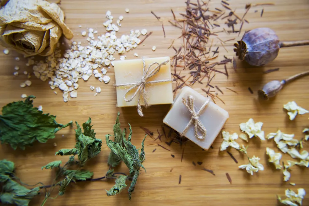 Herbs, flowers, oats that can be added to a melt and pour soap