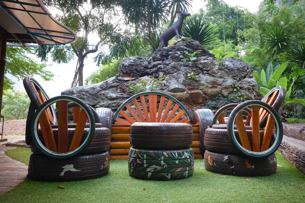 Upcycled tire furniture