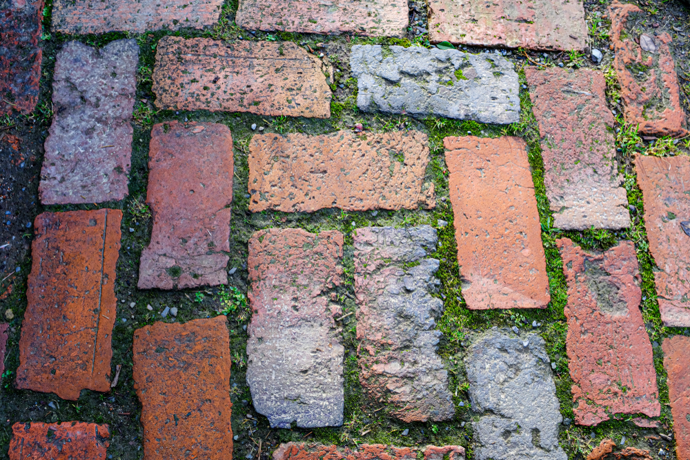 Recycled brick path