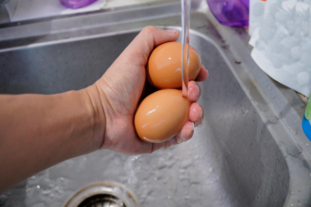 Washing eggs