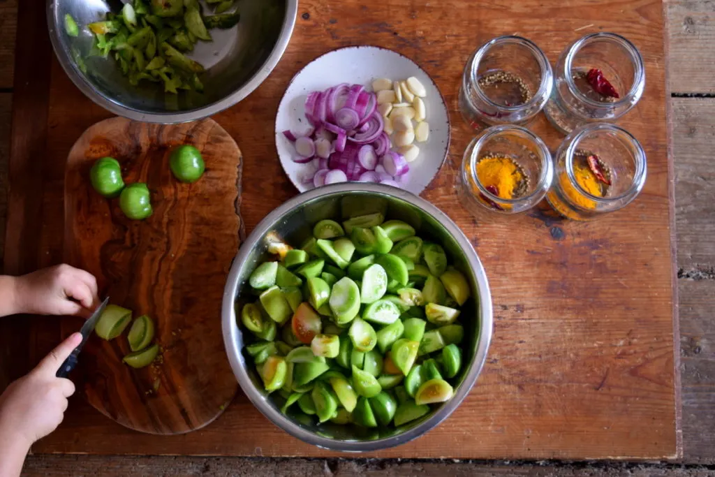 Pickled Green Tomatoes, Chillies or Cucumbers - What's Cooking Ella