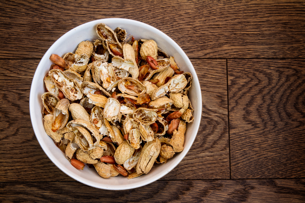 Peanut shells in bowl