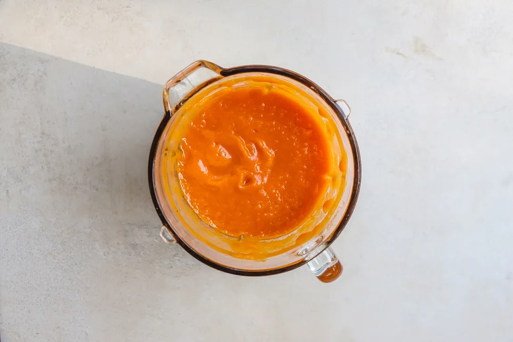 Butternut squash soup in a blender.