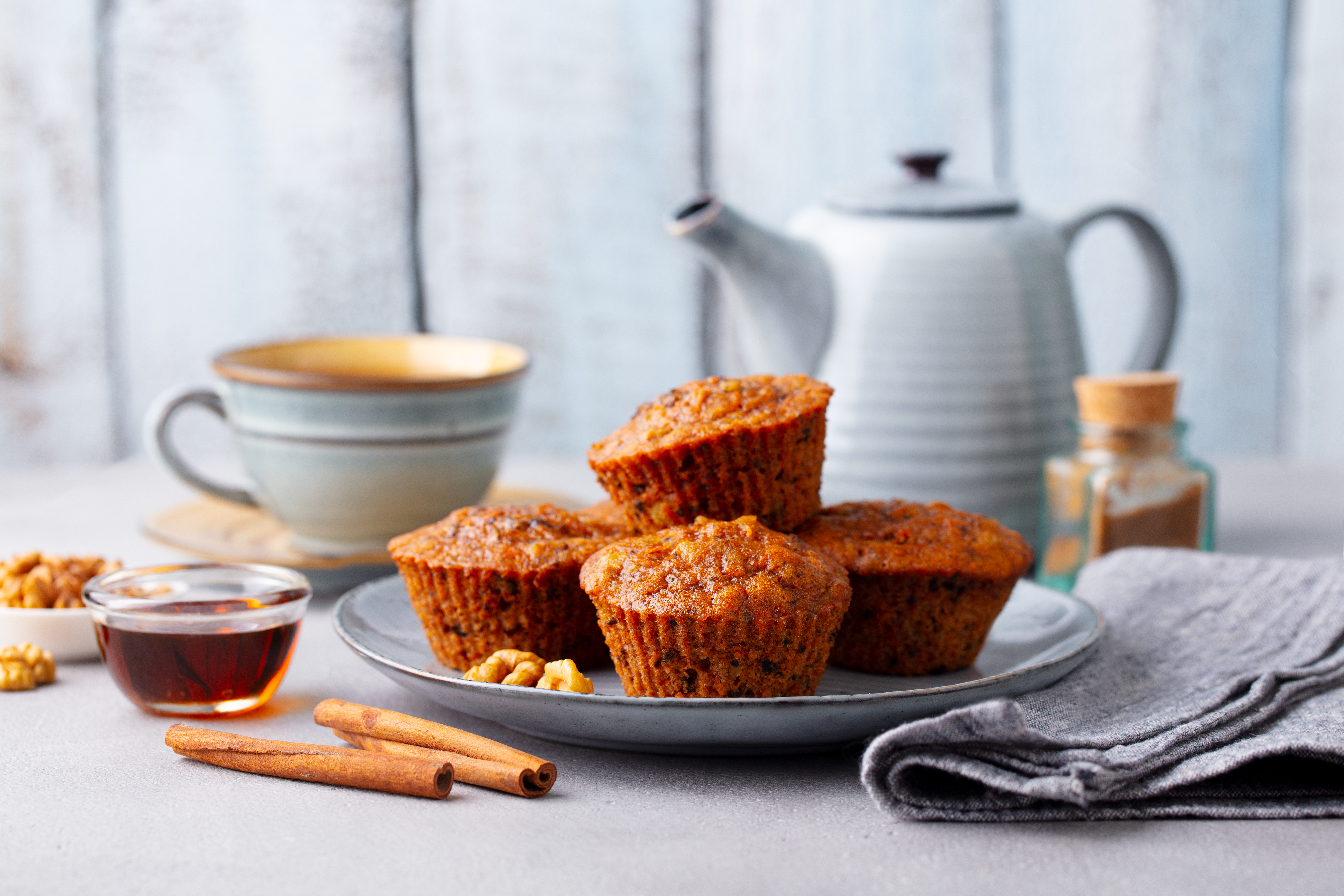 A plate of carrot cake muffins.