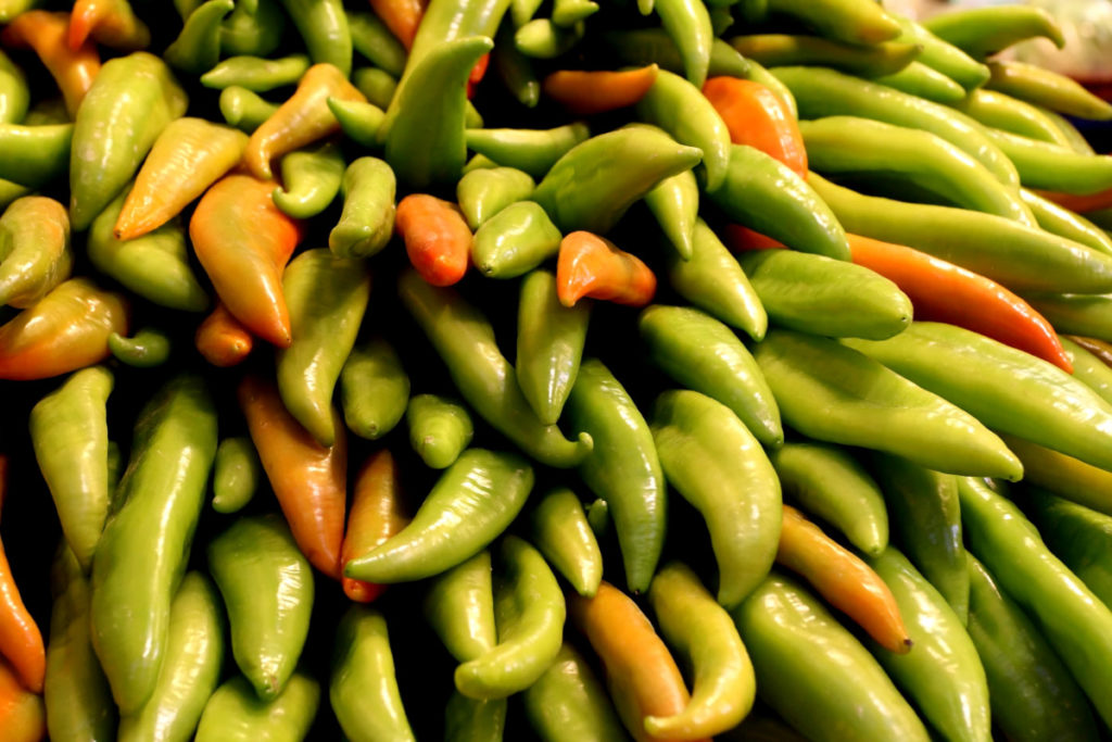 A pile of Hungarian wax peppers.