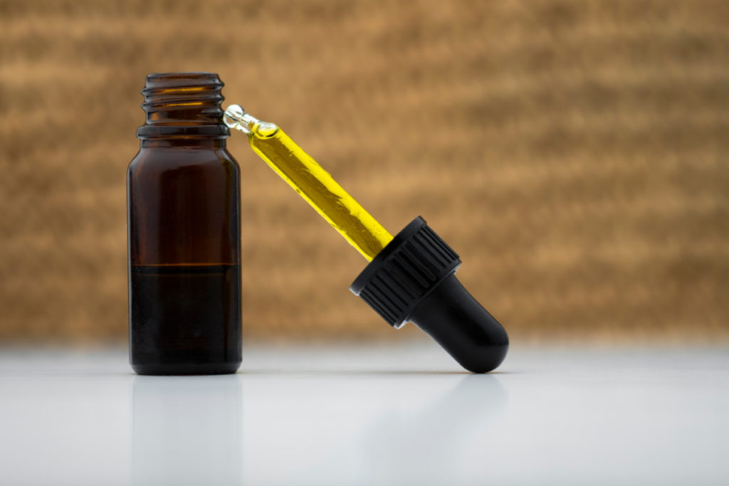 An amber bottle with a tincture.