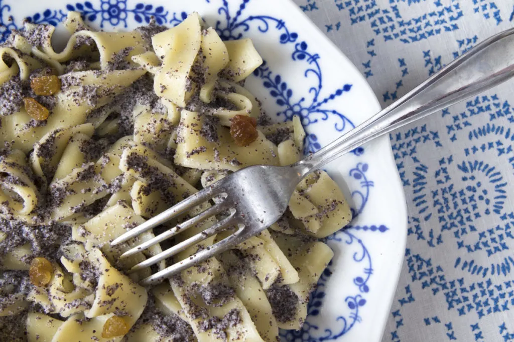 Pasta with poppy seed paste. 