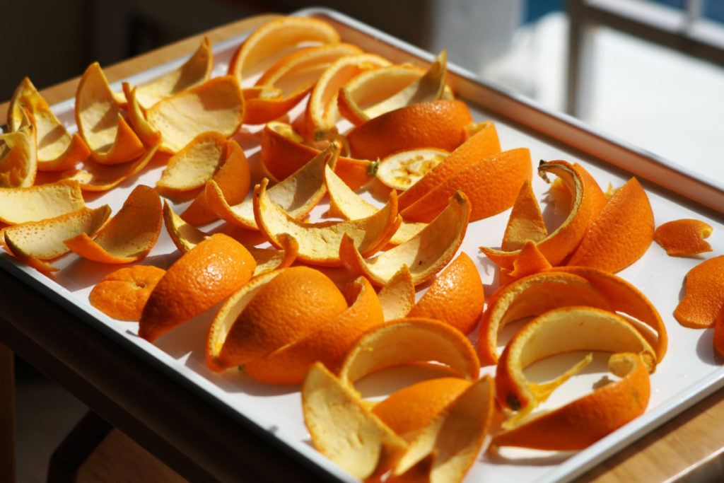 baking tray of citrus peels