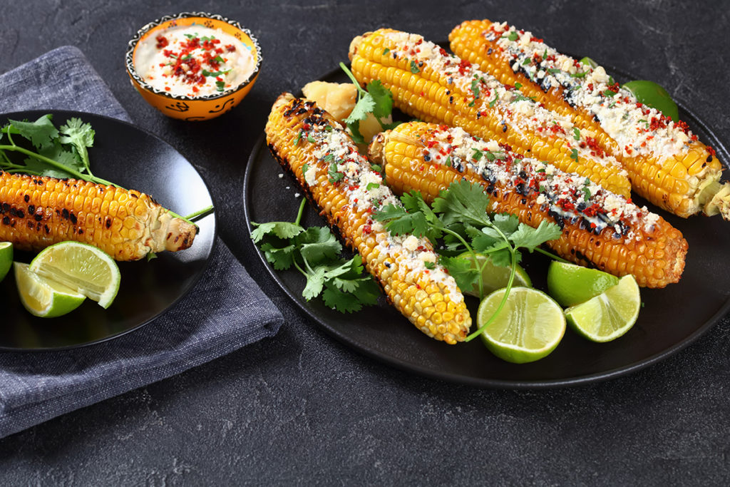A plate of Mexican street corn