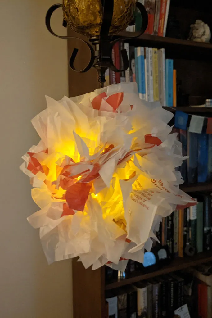 Lamp made from plastic bags