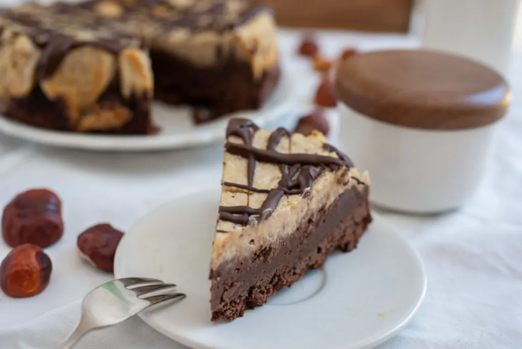 A slice of chestnut cheesecake
