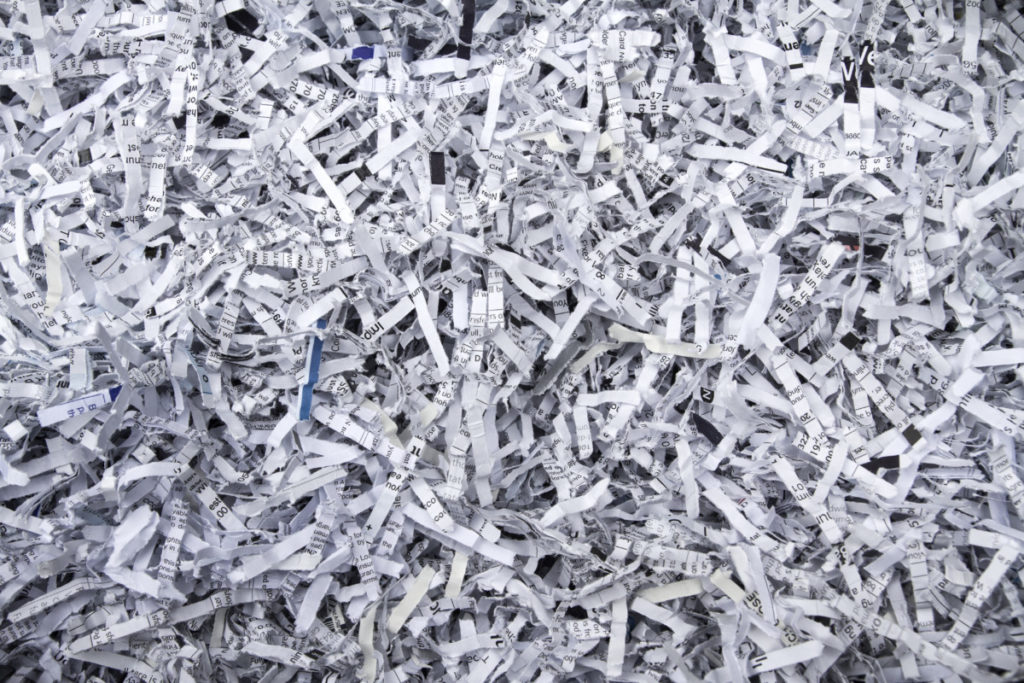 close up shredded paper