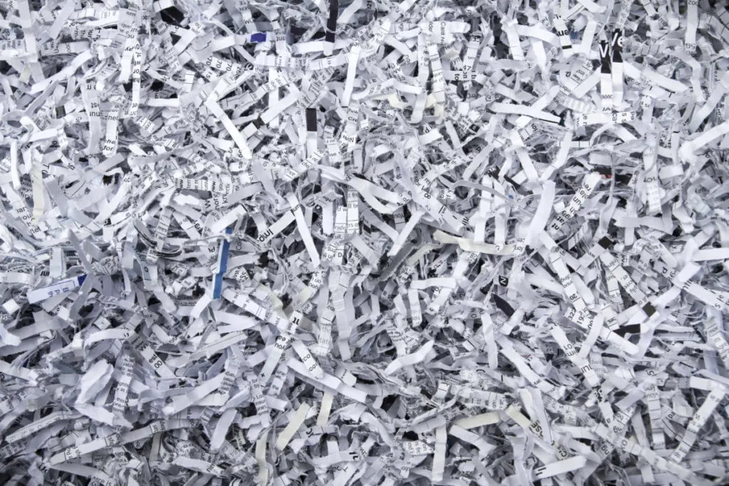 close up shredded paper