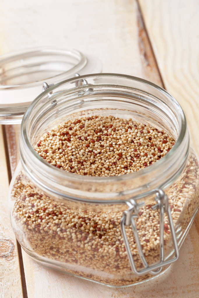swing-top jar of quinoa