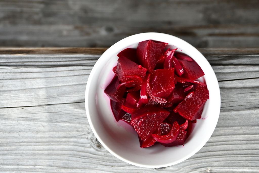 A dish of pickled beets