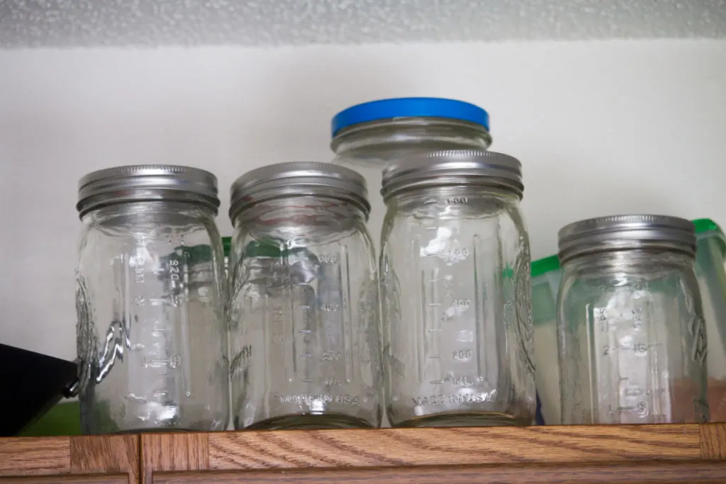 mason jars on a shelf