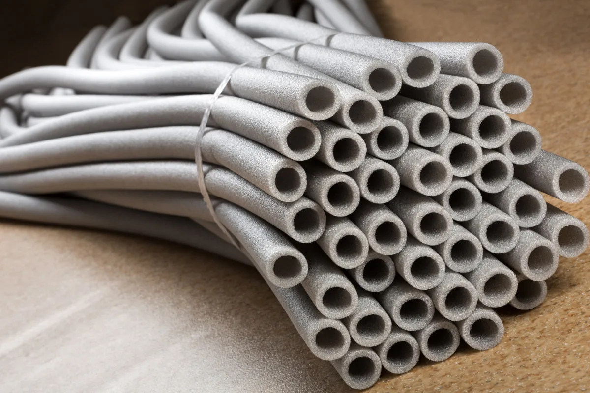 Pile of foam pipe insulators.
