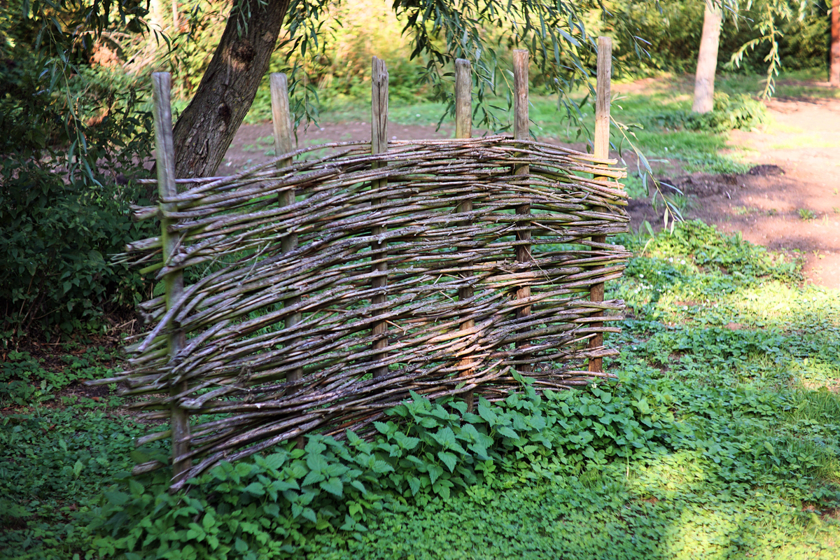 A section of wattle fencing.