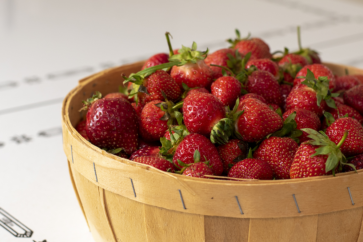 Basket full of ripe strawberries