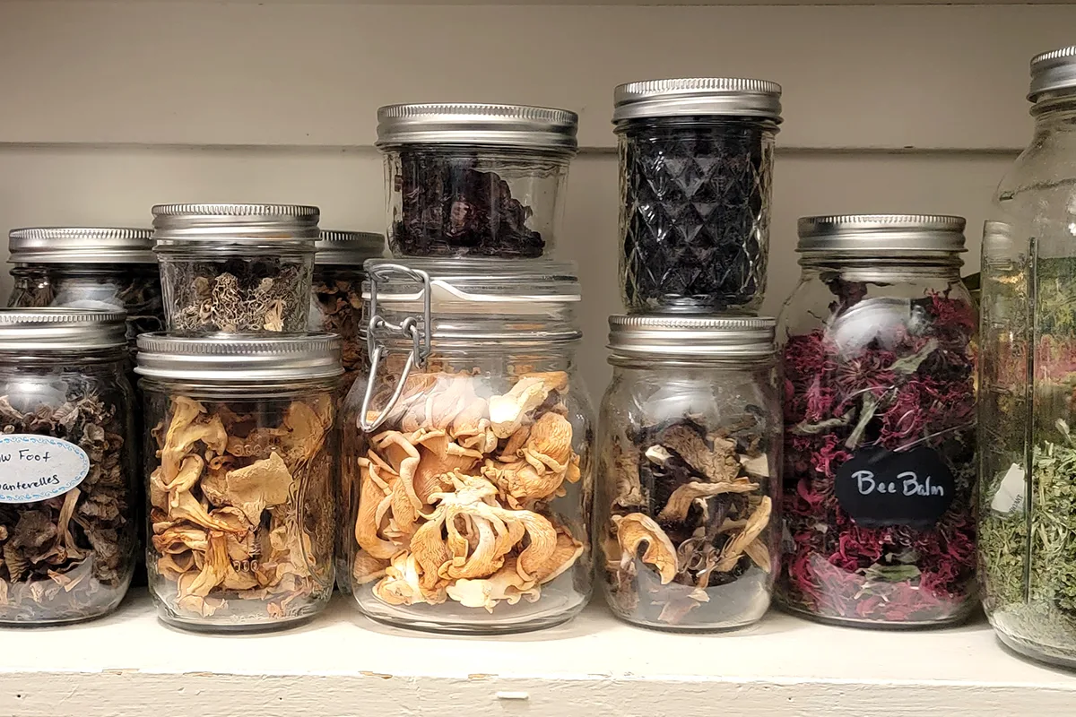 Jars of dehydrated foods.