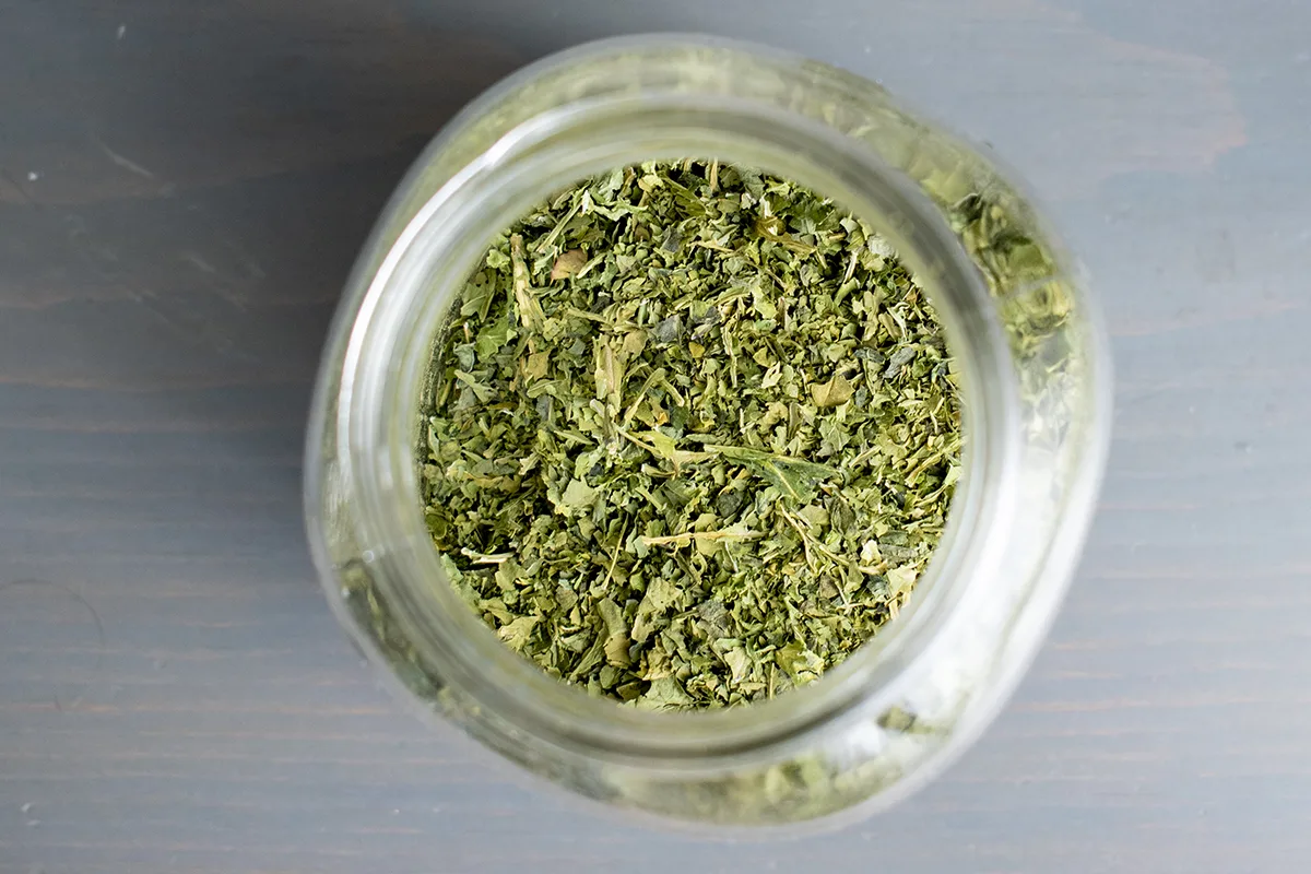 Overhead view of dried smoothie greens