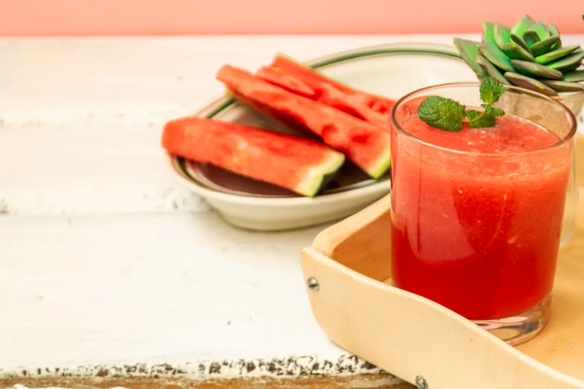 A glass of watermelon aqua fresca