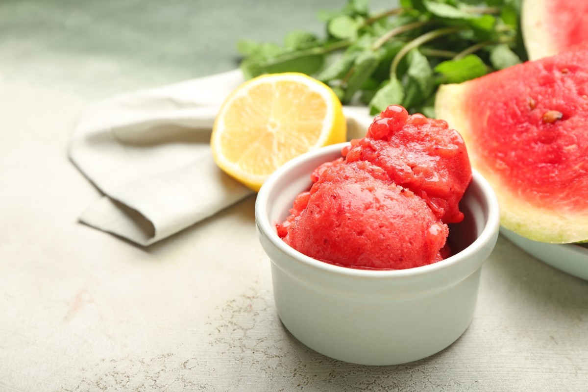 A cup of watermelon sorbet