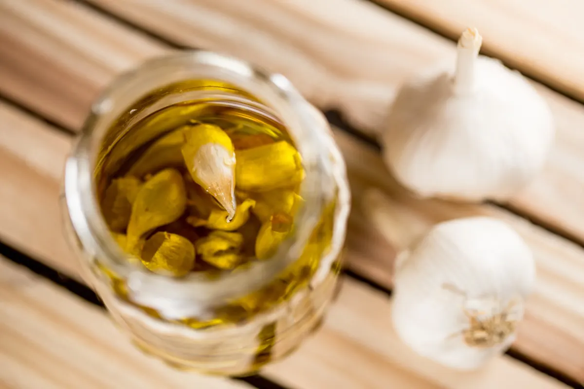 Garlic cloves in oil