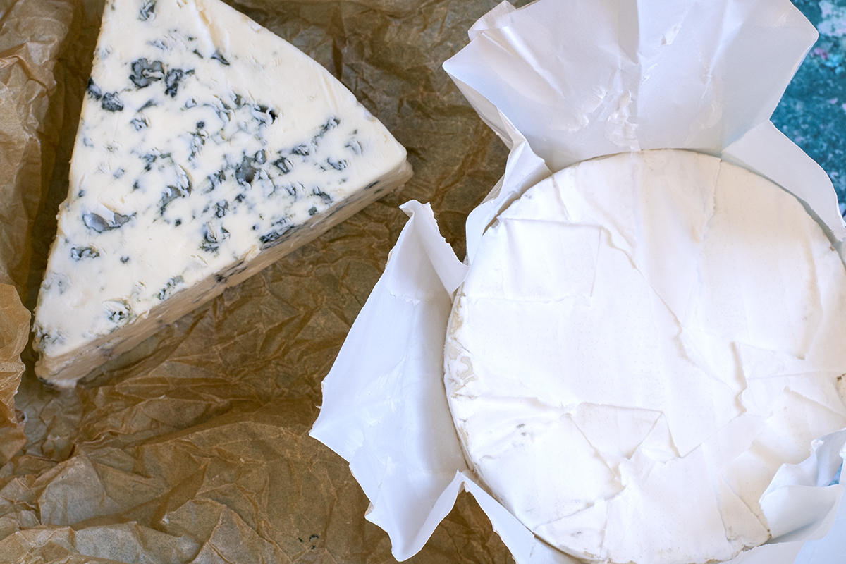 A round of brie and a wedge of gorgonzola are examples of soft cheeses. 