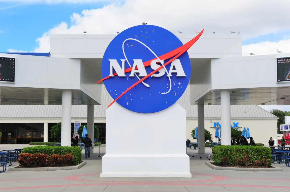 Photo of NASA sign outside of Kennedy Space Center in Merritt Island, FL.