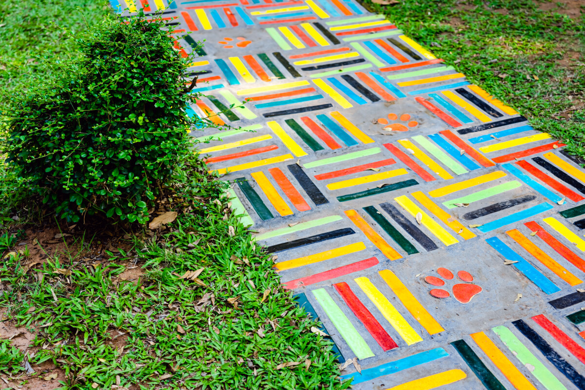 Colorful mosaic walkway