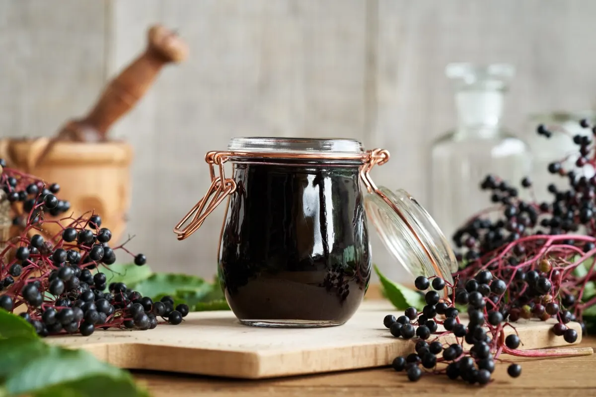 Jar of elderberry syrup