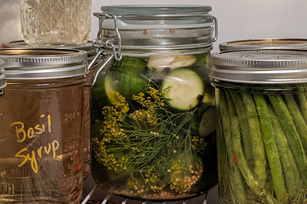 Jar of pickles in refrigerator
