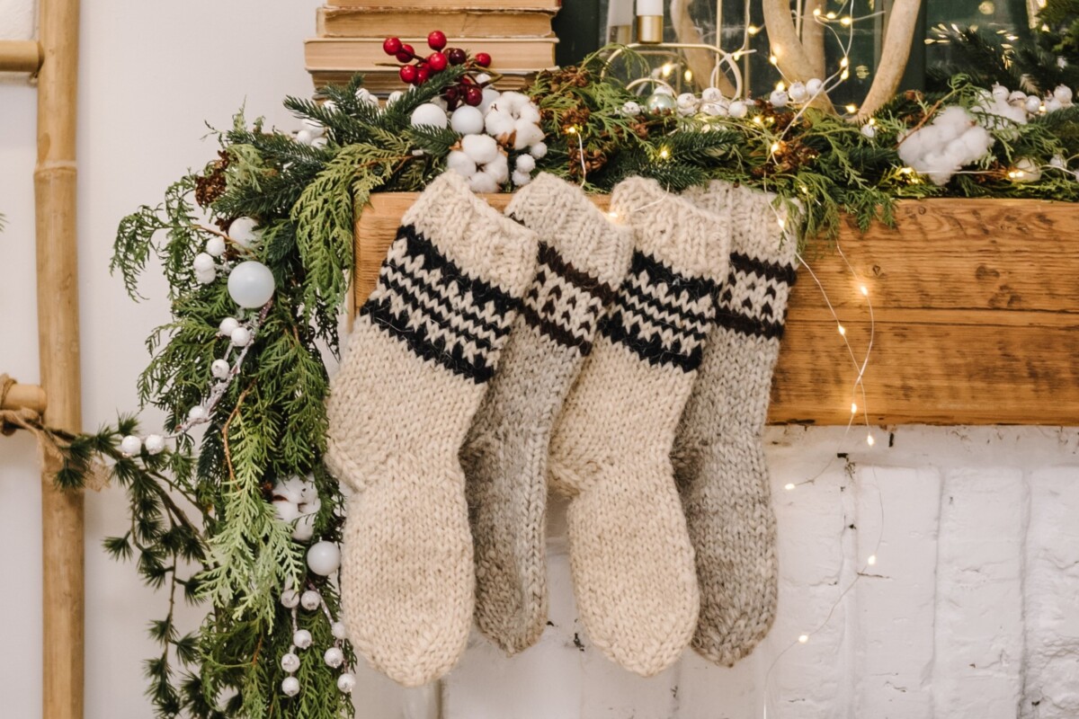 Hand-knit Christmas stockings