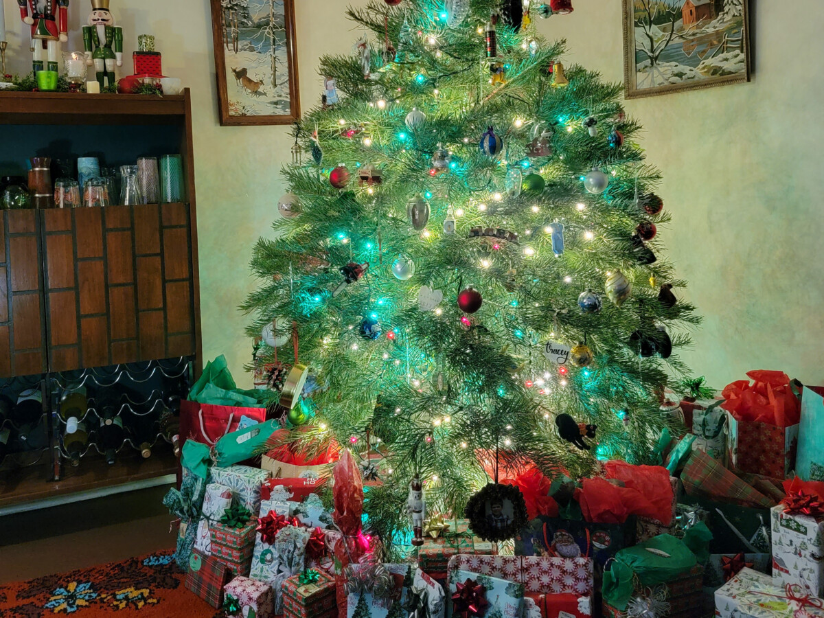 Christmas tree with presents beneath it