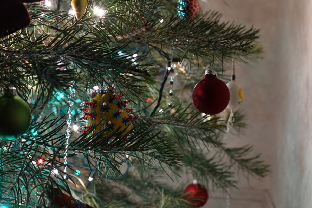 Soft focus Christmas tree with LED lights