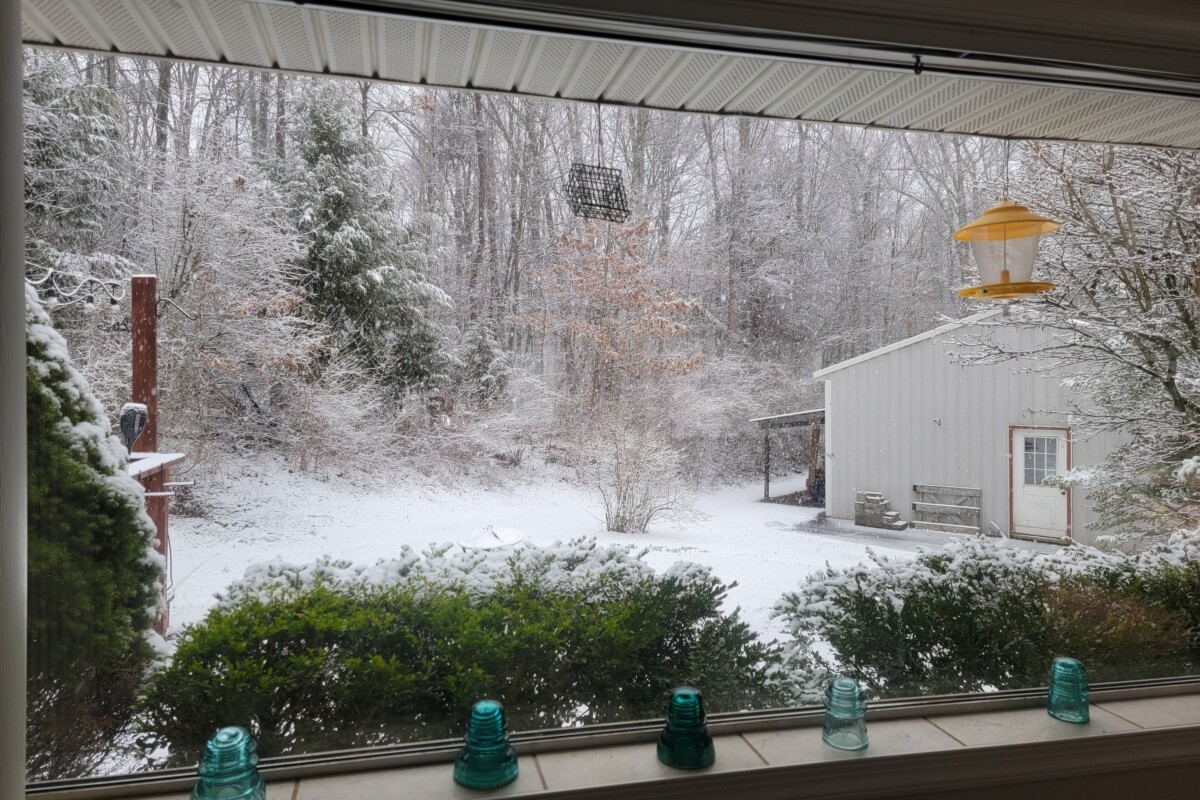 Winter scene outside window