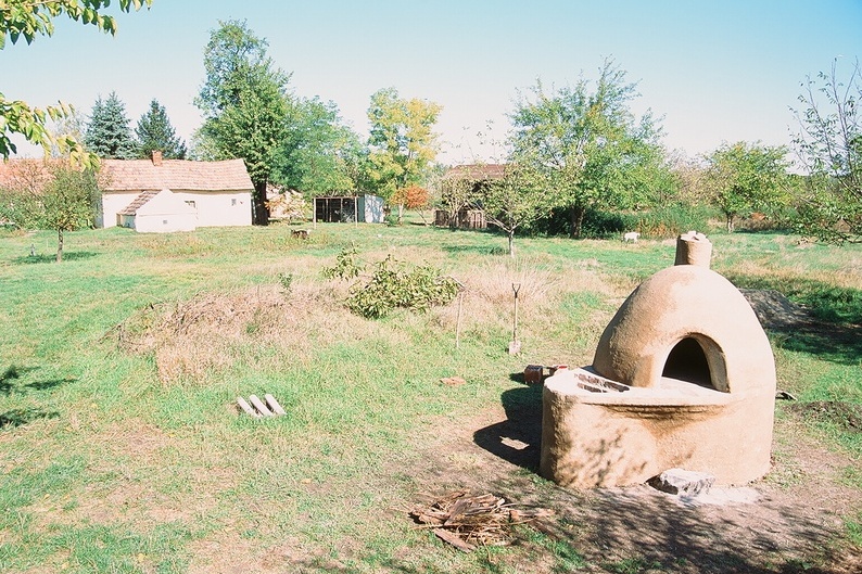 Cob oven in a field