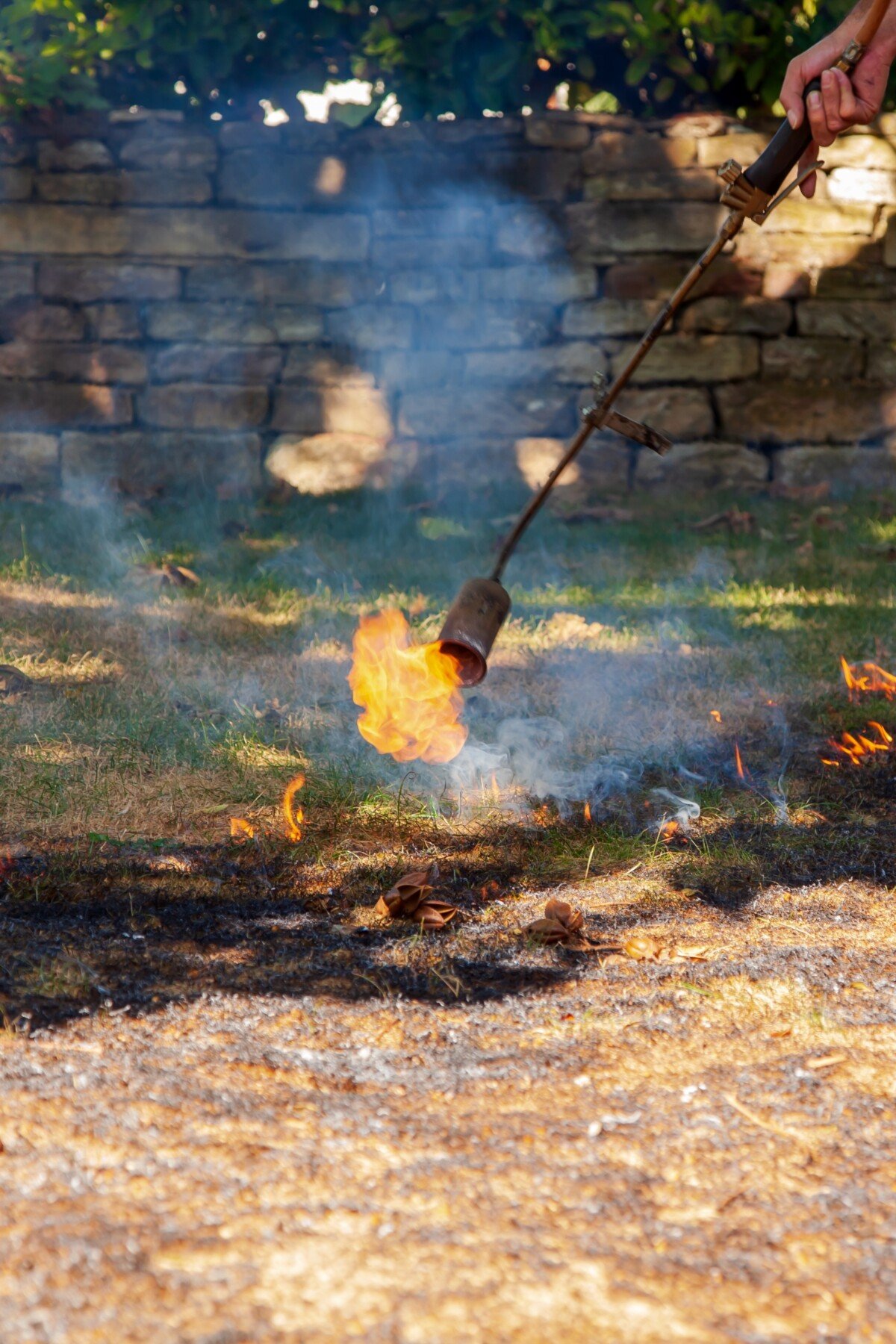 Using a propane weed torch