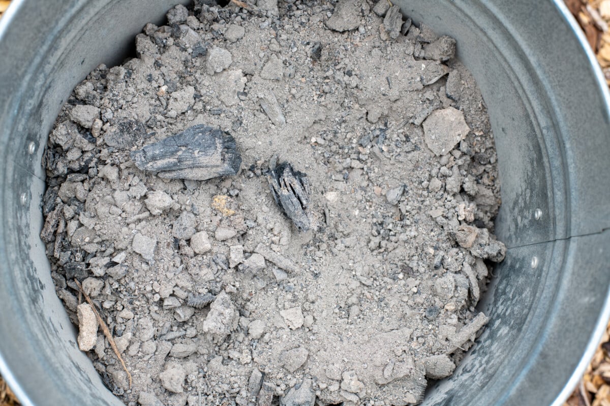 Bucket of wood ash