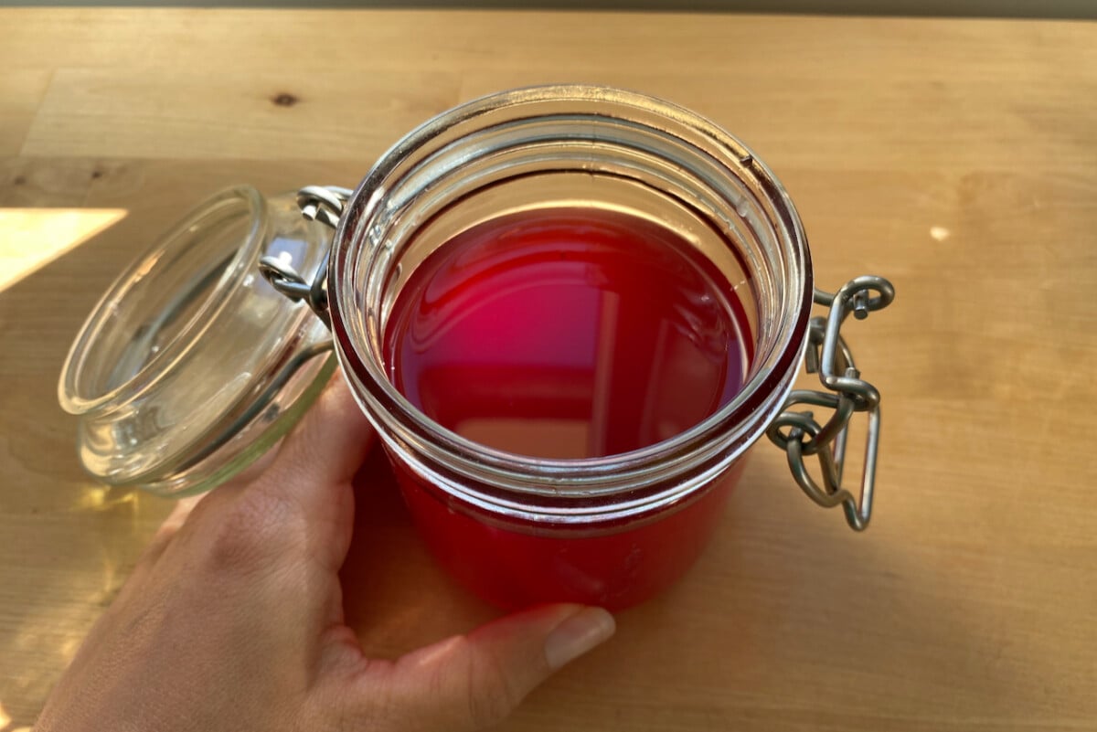 Pink magnolia petal vinegar