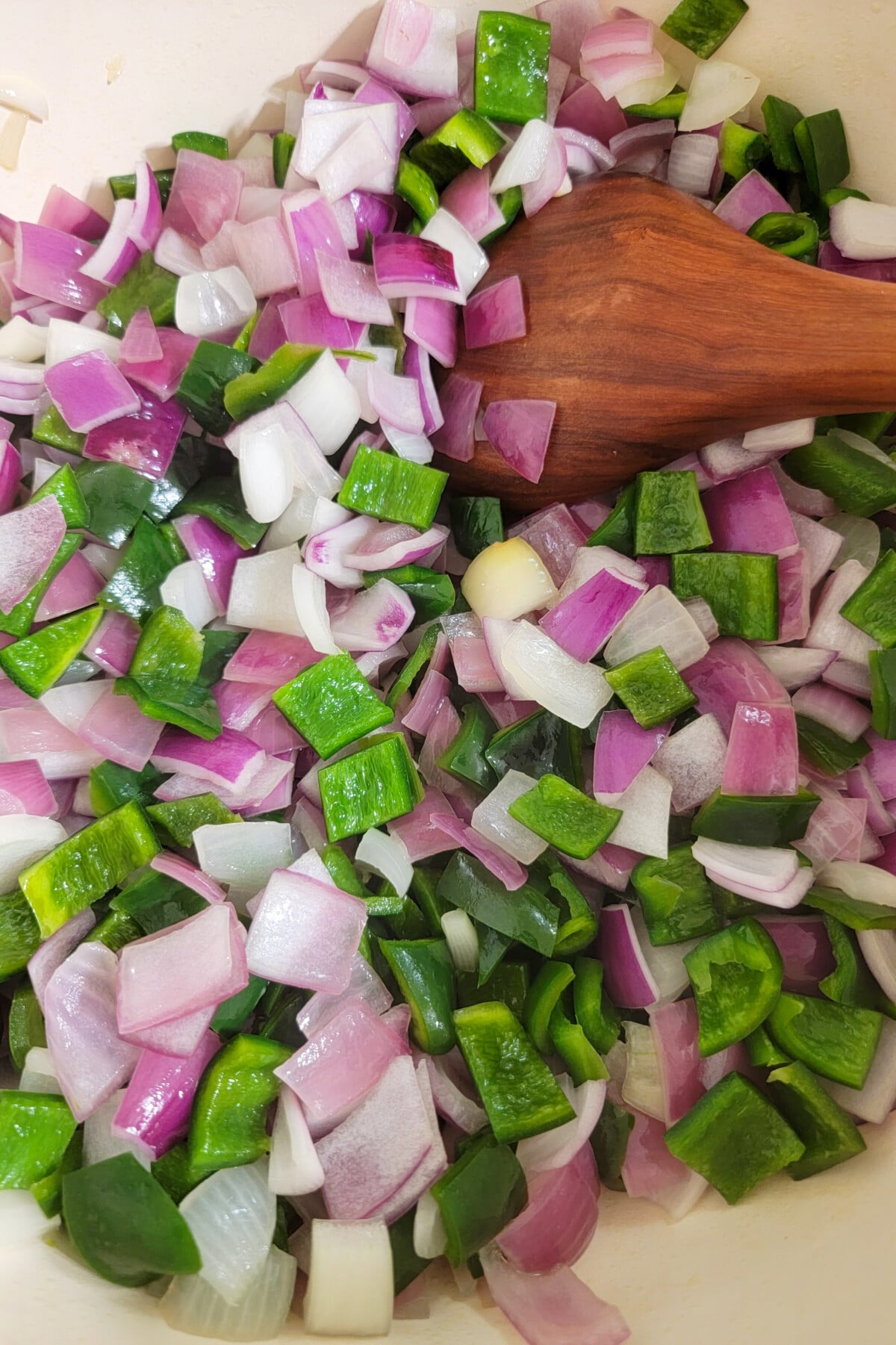 red onions chopped with poblano peppers