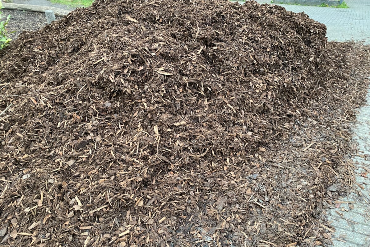 Large pile of mulch
